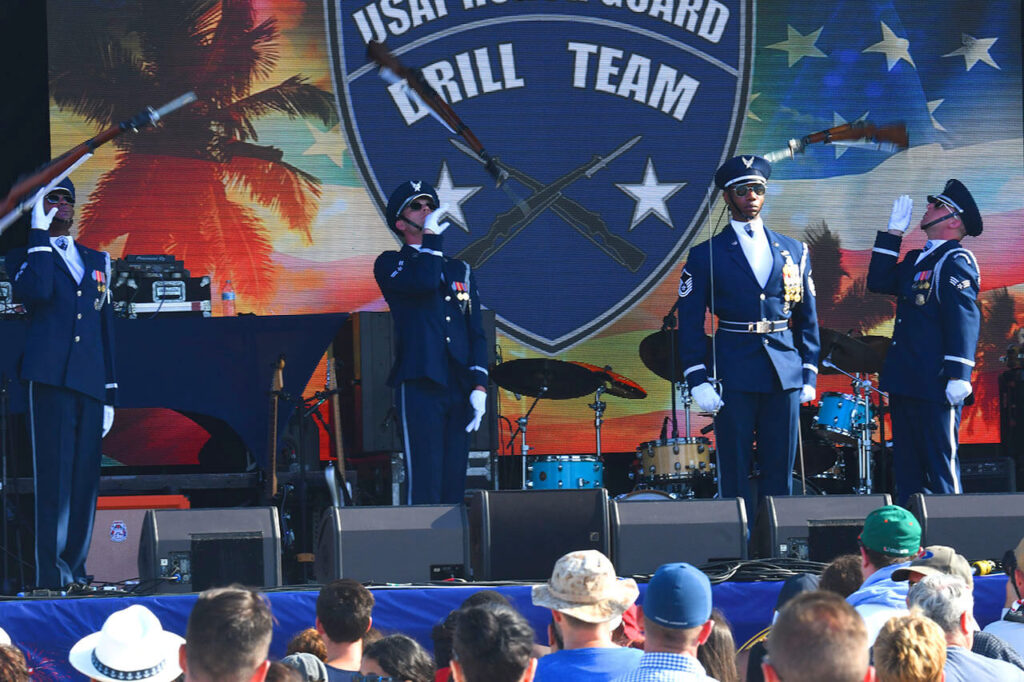 9_Drill-Team-on-Stage - Mickey Markoff the Executive Producer of the Air and Sea Show