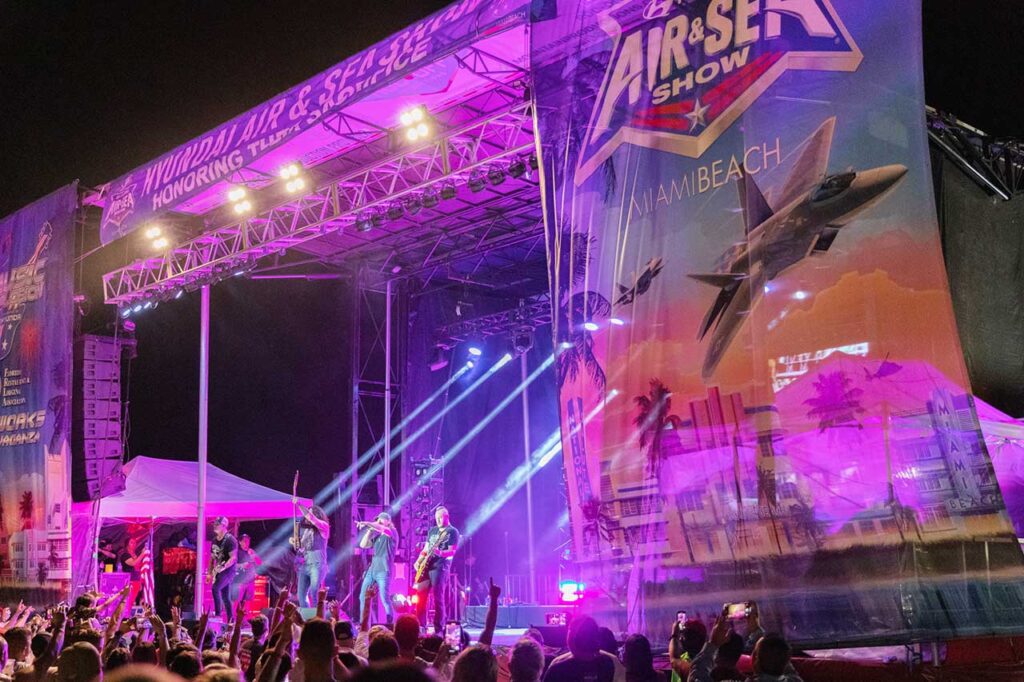 Stage with lights - Mickey Markoff the Executive Producer of the Air and Sea Show